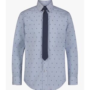 Tommy Hilfiger Boys Long Sleeve Dress Shirt Straight Tie Collared Button Down